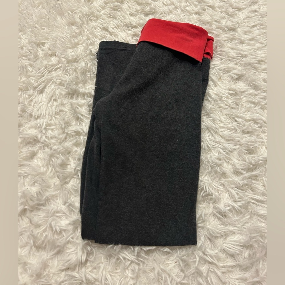 Aerie Slim Gym Skinnie gray pink fold over leggings workout yoga woman’s small